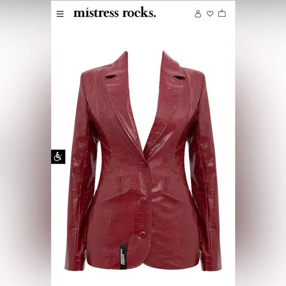 Mistress Rocks Red Croc-Embossed Skirt Set - Picture 3 of 6